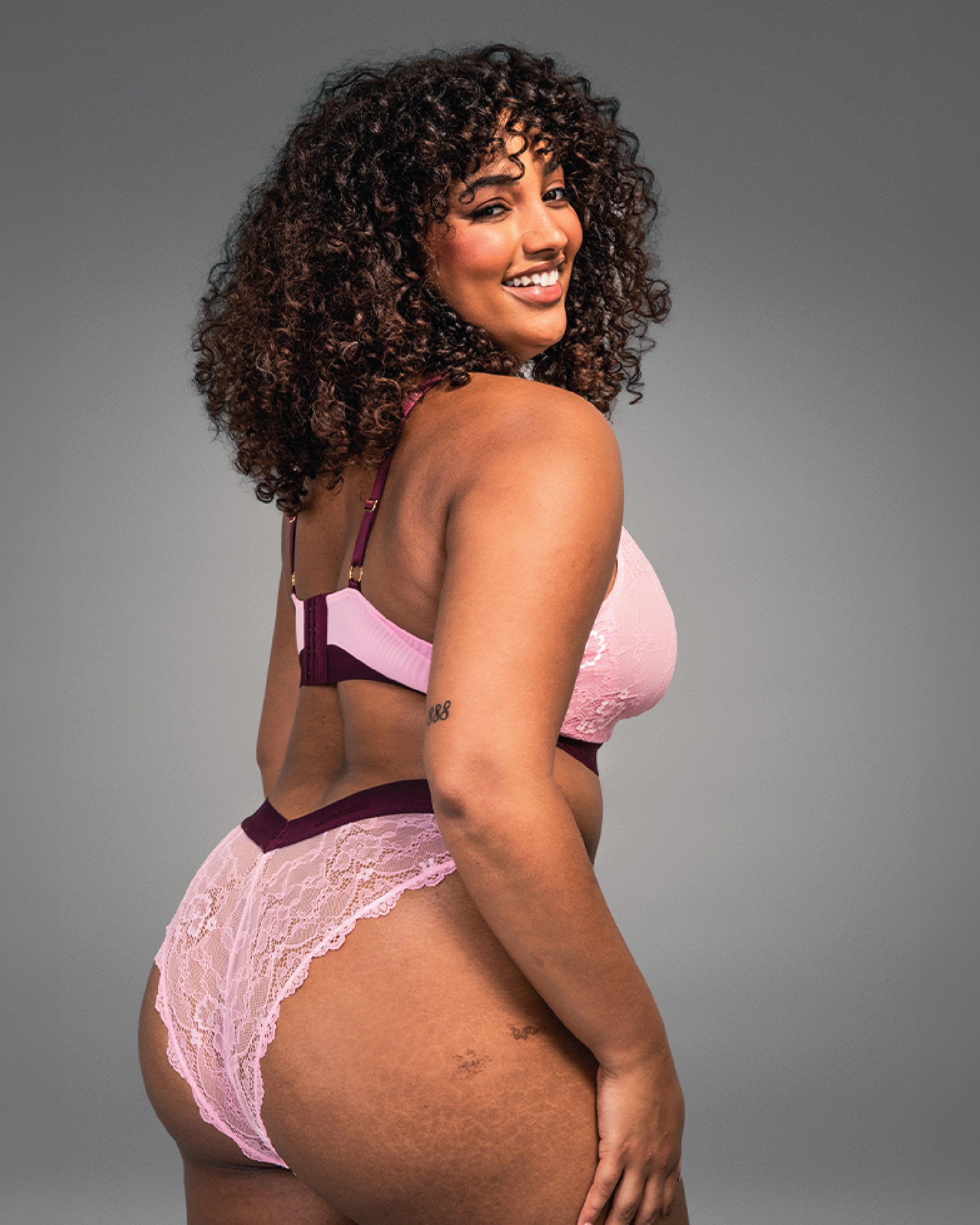 Signature Lace Brazilian - Pink & Burgundy