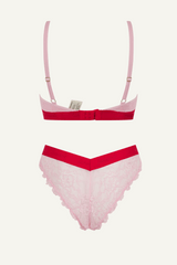 Signature Lace Bralette & V Brazilian Set - Light Pink