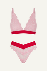 Signature Lace Bralette & V Brazilian Set - Light Pink