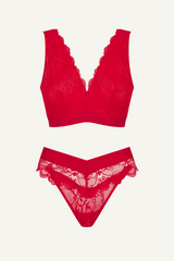 Signature Lace Fuller Cup Bralette & Brazilian - Red