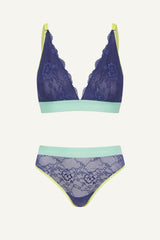 Signature Lace Bralette & Brief Set - Navy Trilogy