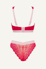 Signature Lace Fuller Cup Bralette & V Brazilian Set - Cherry Pop