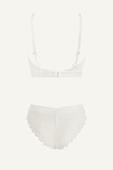 Signature Lace Bralette & V Brazilian Set - Wit
