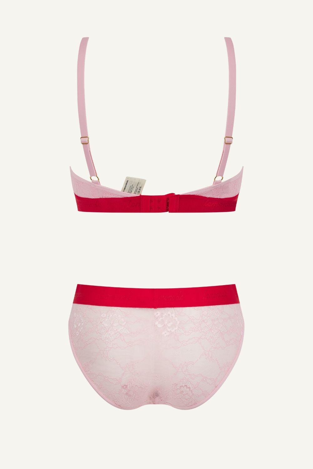 Pink Lace Bralette And Brief Set