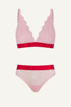 Pink Lace Bralette And Brief Set
