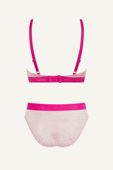 Signature Lace Bralette & Brief Set - Two Tone Pink