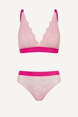 Signature Lace Bralette & Brief Set - Two Tone Pink