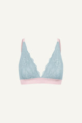 Signature Lace Bralette - Denim Blue and Pink