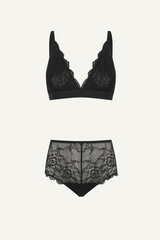 Signature Lace Bralette & Short Set - Black