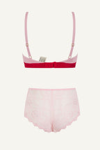 Pink Lace Bralette And Short Set