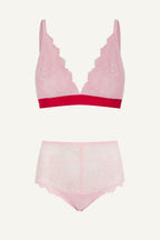 Pink Lace Bralette And Short Set