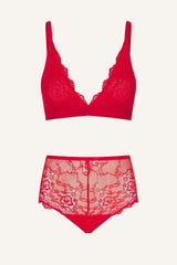 Signature Lace Bralette & Short Set - Red