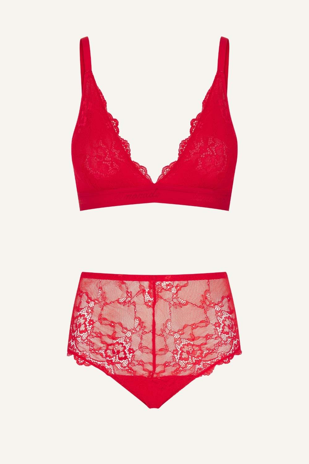 A red lace lingerie set 