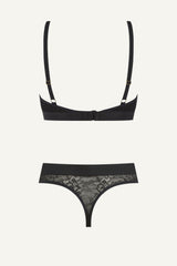 Signature Kanten Bralette & String Set - Zwart