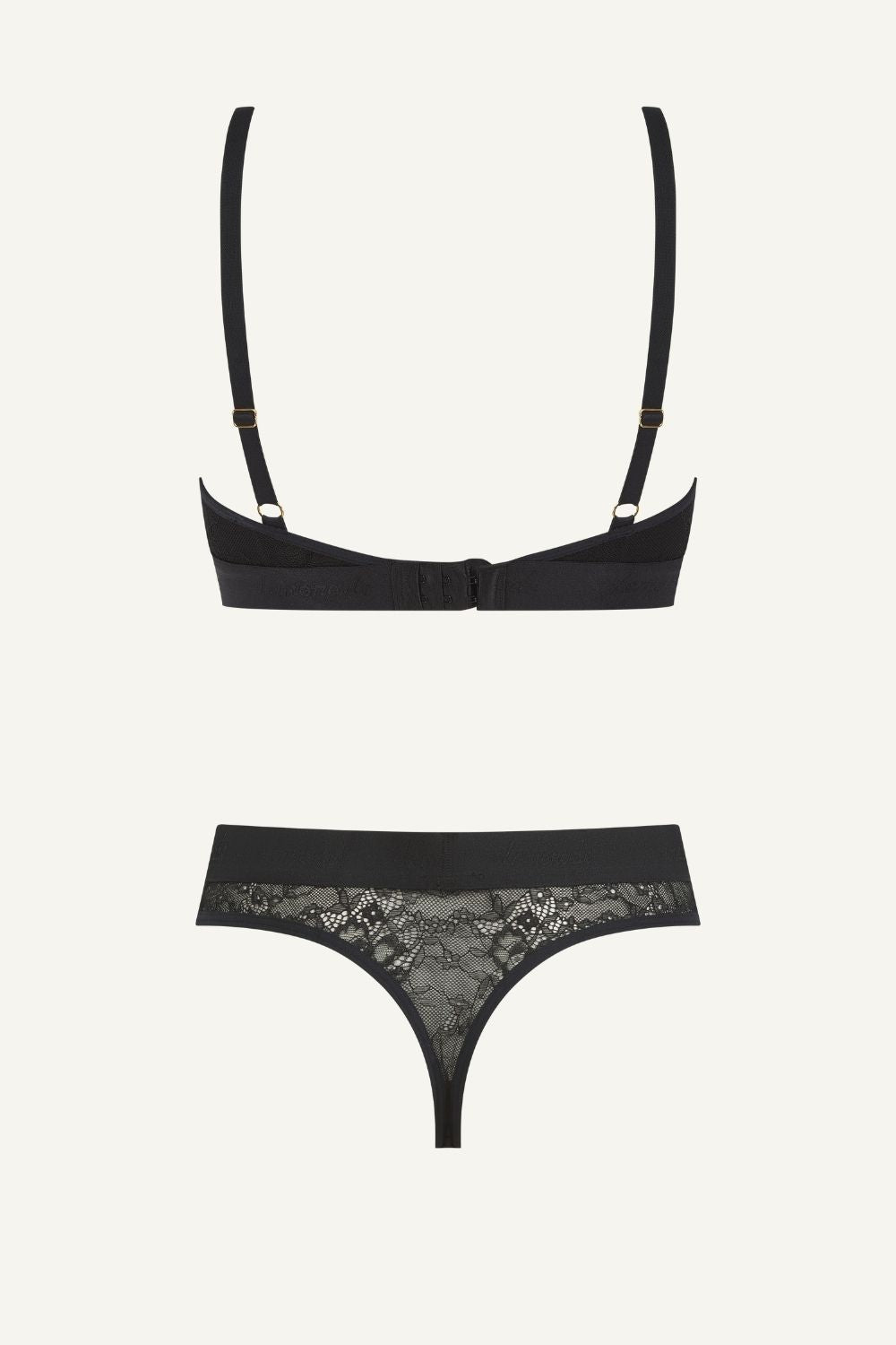 Signature Kanten Bralette & String Set - Zwart