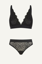 Black Lace Bralette And Brief Set