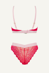 Signature Lace Bralette & V Brazilian Set - Cherry Pop