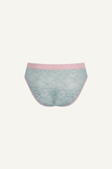 Signature Lace Brief - Denim Blue and Pink