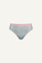 Signature Lace Brief - Denim Blue and Pink