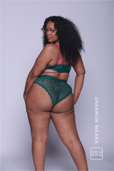 Signature Lace Synergy Fuller Cup Bralette & V Brazilian Set - Forest Green