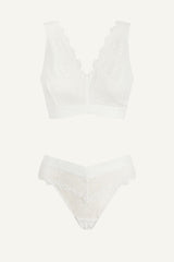 Signature Lace Fuller Cup & V Brazilian Set - White