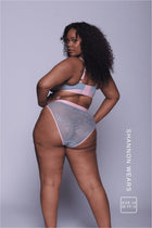 Signature Lace Brief - Denim Blue and Pink