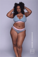 Signature Lace Brief - Denim Blue and Pink