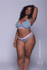 Signature Lace Fuller Cup Bralette & Brief Set - Denim Blue and Pink