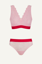 Pink Lace Bralette And Brief Set