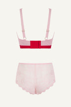 Pink Lace Bralette And Short Set