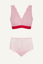 Pink Lace Bralette And Short Set