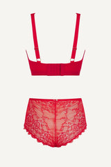 Signature Lace Fuller Cup Bralette & Short Set - Red