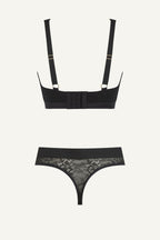 Signature Kanten Bralette & String Set - Zwart