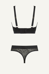 Signature Lace Fuller Cup & V Brazilian Set - Black
