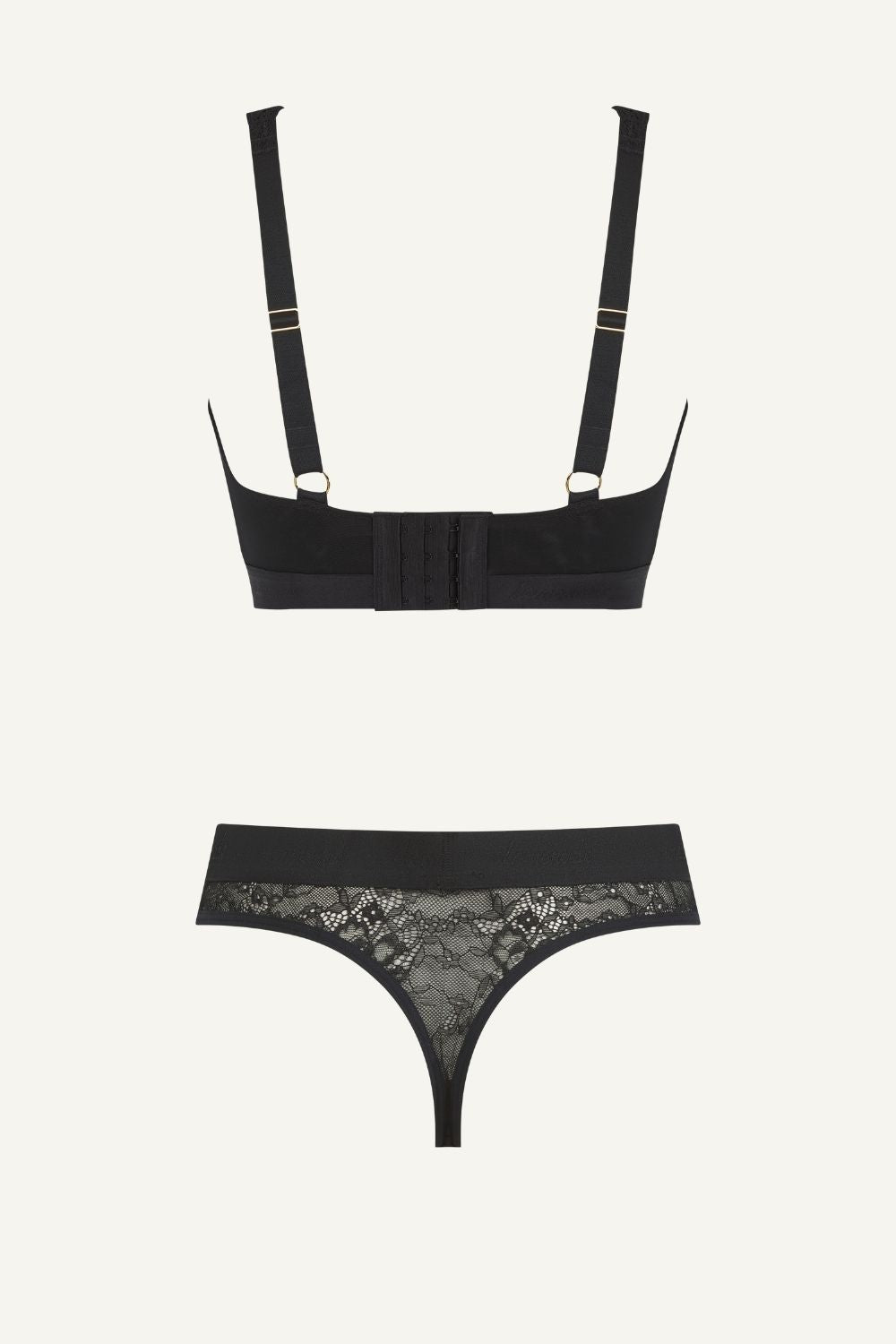 Signature Kanten Bralette & String Set - Zwart