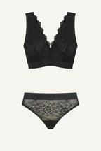 Signature Kanten Bralette & String Set - Zwart