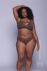 Signature Lace Fuller Cup Bralette & V Brazilian Set - Leopard