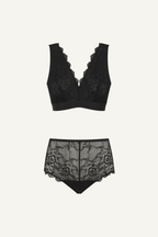 Black Lace Bralette And Short Set