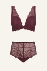 All Wonder, Push Up Bra & Short Set - Wine