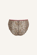 A ghost image of the back of a leopard print lace v brazilian 
