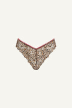 A ghost image of the front of a leopard print lace v brazilian 