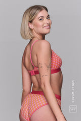 So Soft Mesh Check Print Brief - Pink