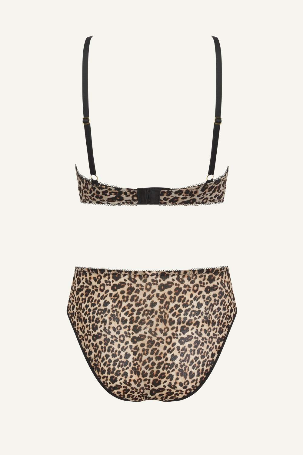 Leopard Print Mesh Bralette And High Waist Brief Set