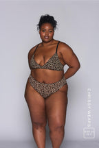 Leopard Print Mesh Bralette And Thong Set