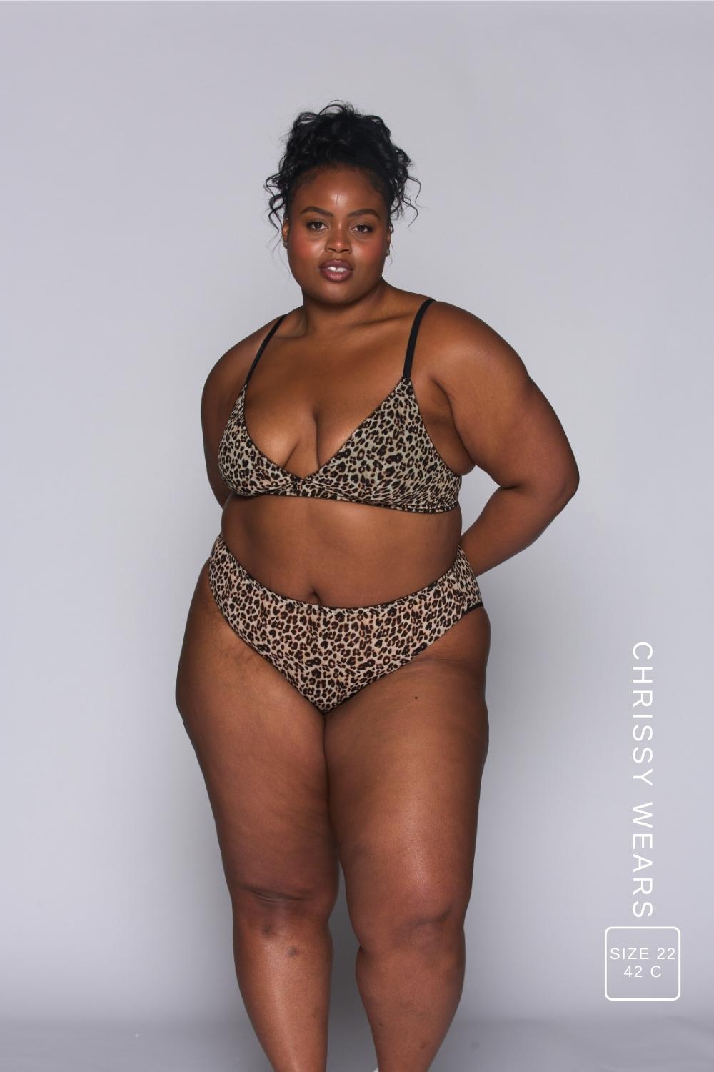 Leopard Print Mesh Bralette And Thong Set
