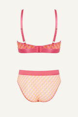So Soft Mesh Check Print Fuller Cup & Brief Set - Pink