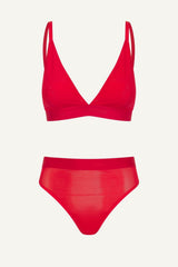 So Soft Mesh Bralette & Brief Set - Red