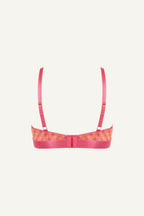 A ghost image of the back of a soft mesh check print bralette 