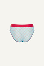 A ghost image of the back of the So Soft Mesh Check Print Brief - Blue