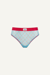 So Soft Mesh Check Print Brief - Blue
